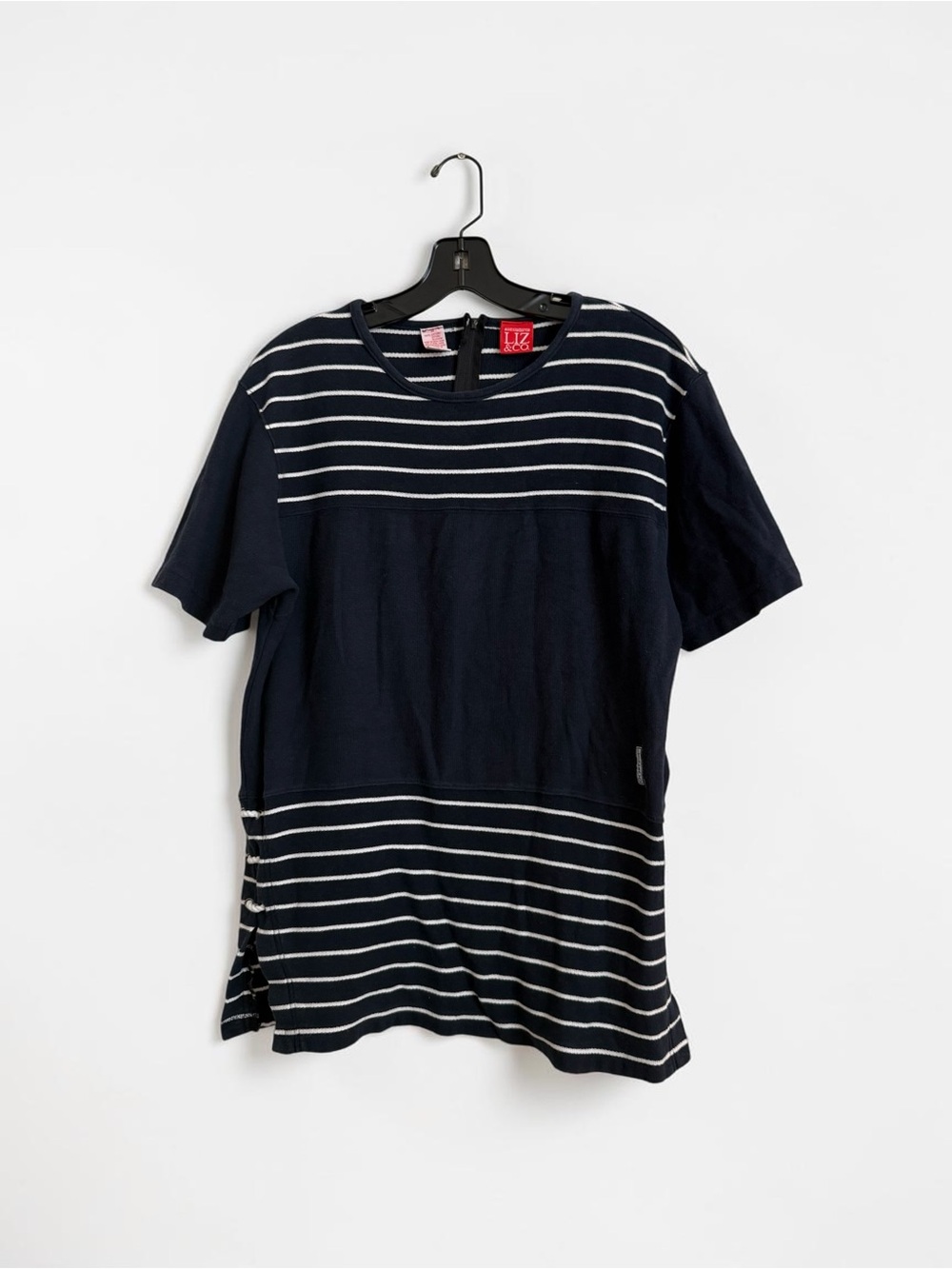 liz & co. Navy and White Striped Short Sleeve Tee